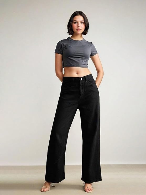 KOTTY Women’s High Waist Wide Leg Flared Jeans with Trendy Fit and Clean Look | Comfortable & Stylish Denim for Women - Image 2