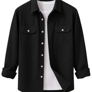 DEELMO Men’s Stylish Cotton Blend Casual Shirt || Full Sleeve Button-Down Shirt with Dual Flap Pockets || Comfortable Breathable Fabric || Perfect for Casual Office and Outing Wear
